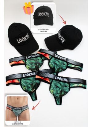 Pack 4 Strings Homme LM2402-57ARO LOOKME + 2 Casquettes Offertes